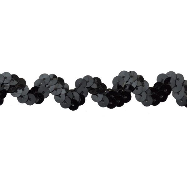 Non-Stretch Sequin Trim - 1/2" Width (25 Yard Roll) - BQ-304-02 Black