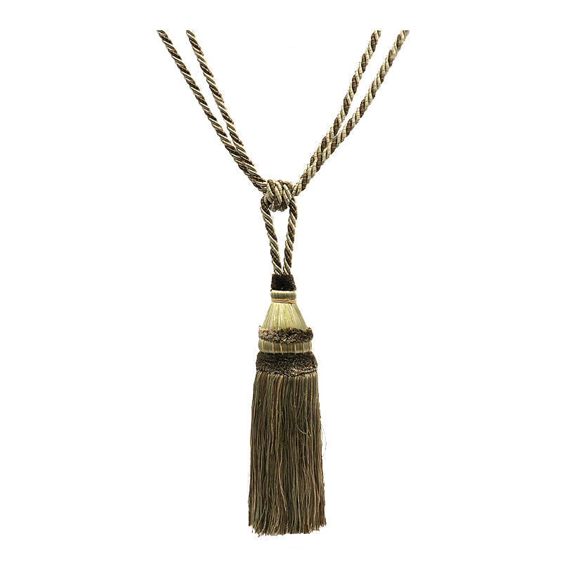Odyssey Collection - 12" Length SINGLE TASSEL TIEBACK - BT-6030-63/82 Mint and Brown