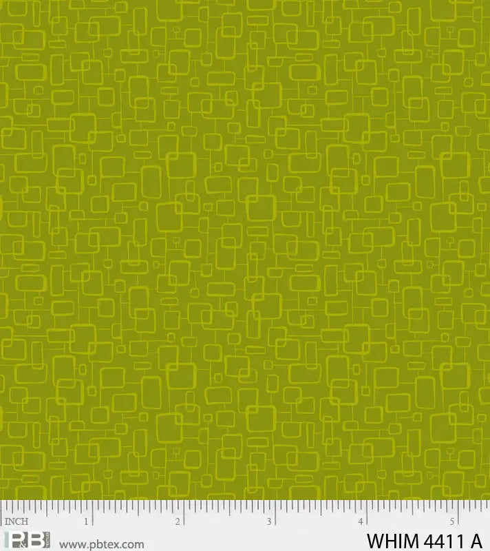 Olive Green Whimsy On The Quad 44"/45" Fabric Per Yard
