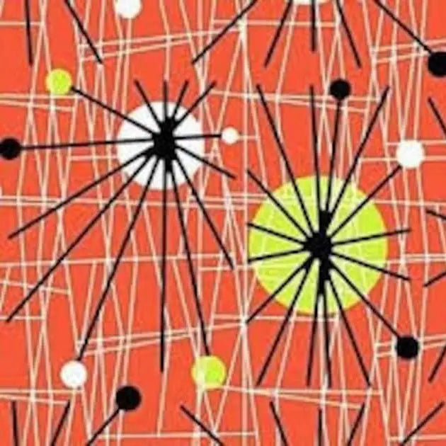 Orange Atomic Background Cotton Wideback Fabric per yard