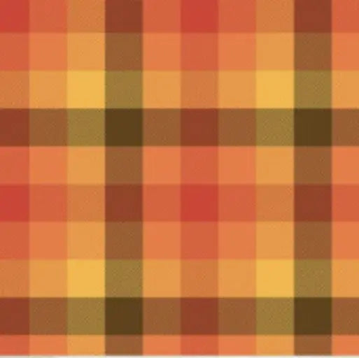 Orange Wideback Fall's in Town Checked Multi Fabric Per Yard