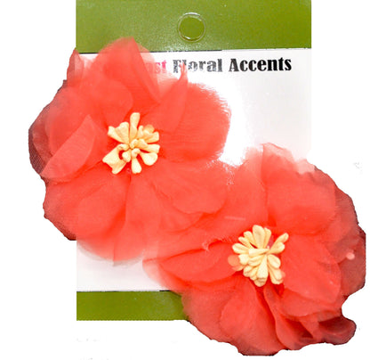 Organza Flower Appliqués - 12pcs 2 1/2" round (6 Cards Per Order) - BPP-A1-09 Salmon