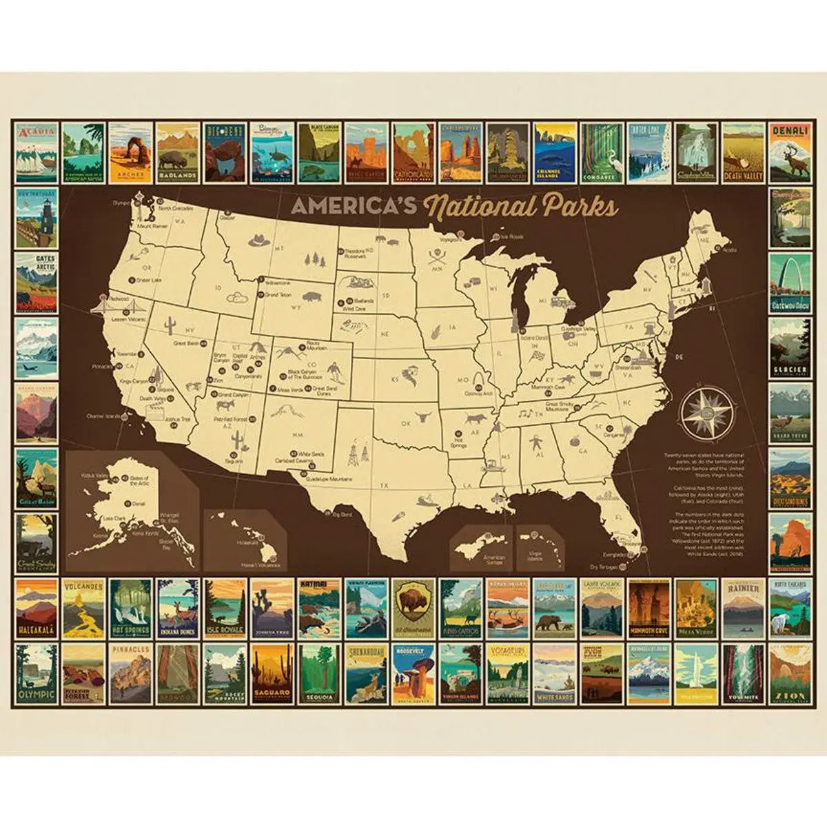 National Parks Poster Panel 36" x 43"