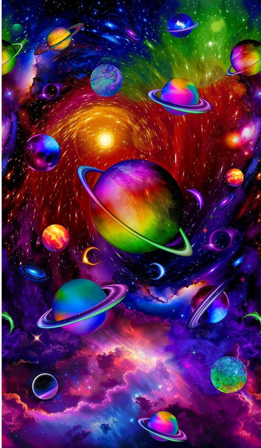 Multi-Color Galaxy Panel 24" Cotton 44"/45" Fabric Per Yard