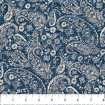 Paisley Navy Farmhouse 28607-49 Cotton 44"/45" Fabric Per Yard