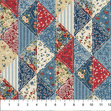 Patchwork Cream Multi Farmhouse DP28602-11 Cotton 44"/45" Fabric Per Yard