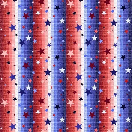 Patriotic Pop Gradient Stars & Stripes 43"/44" Fabric Per Yard