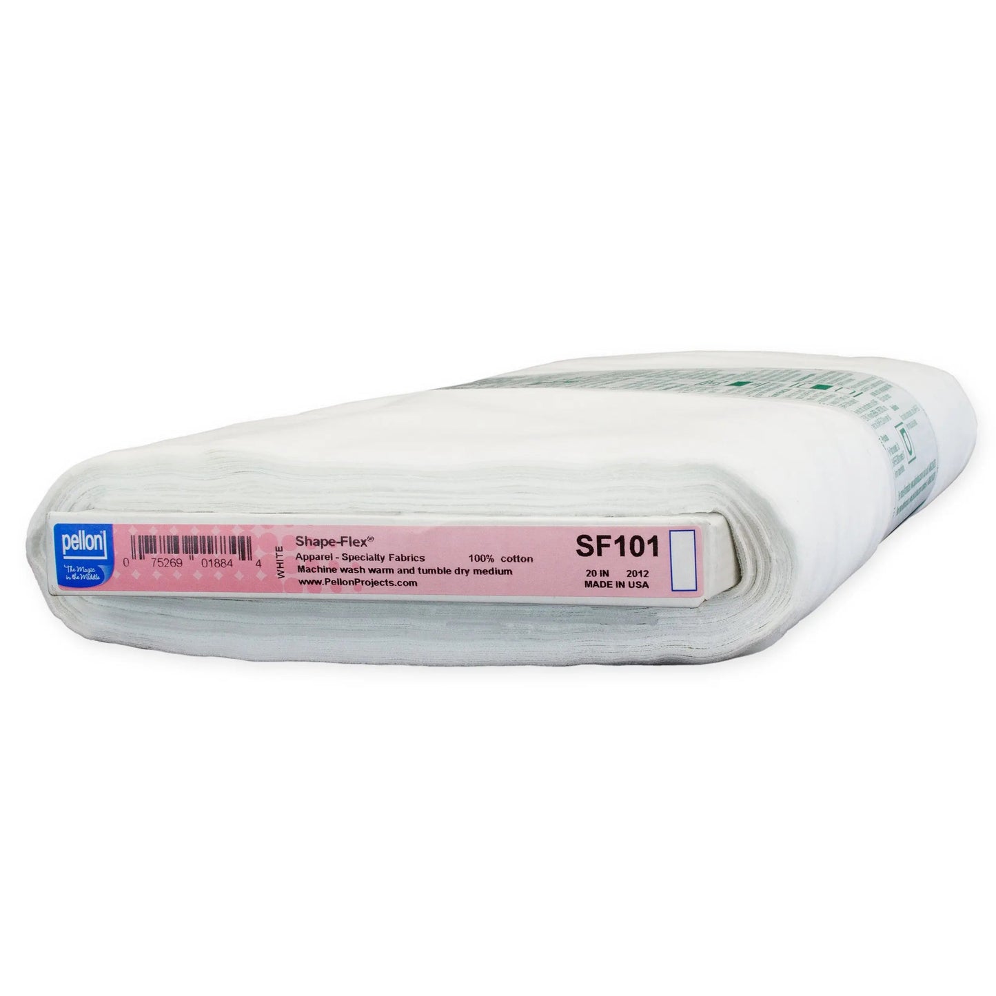 Pellon® SF101 Shape-Flex® Cotton Woven Fusible Interfacing 20" x 10 yards Bolt. Color: White.