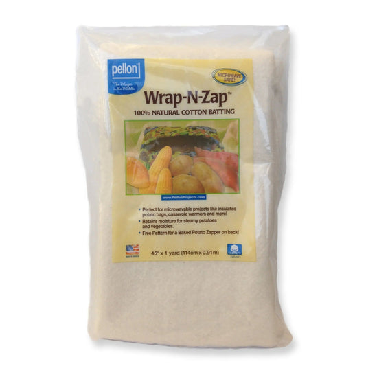 Pellon® Wrap-N-Zap®  Microwaveable Cotton Batting 45" x 1 yard Package.