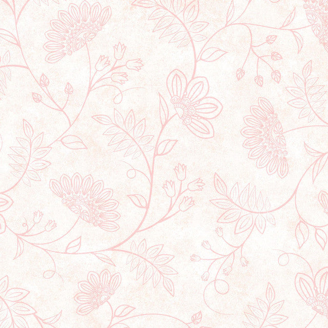 Pink Operetta Flowering Vines Cotton 43"/44" Fabric Per Yard