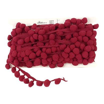 Pom Pom Collection - 5/8" width X 10-Yard Roll in Burgundy