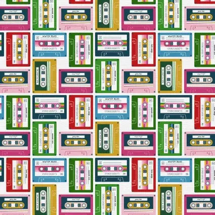 Press Play Cassette Toss 43"/44" Fabric Per Yard