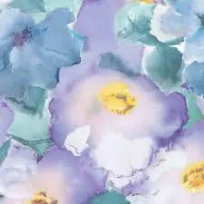 Purple Aqua Flower Wash Cotton Wideback Fabric per yard