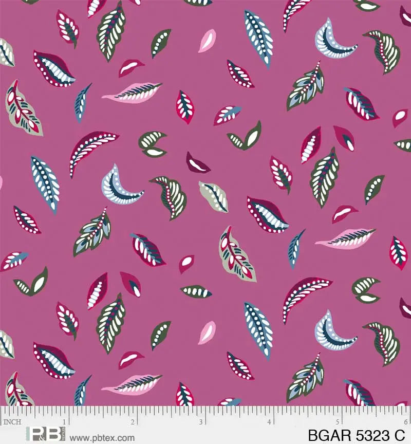 Purple Bohemian Garden Falling Leaves 44"/45" Fabric Per Yard