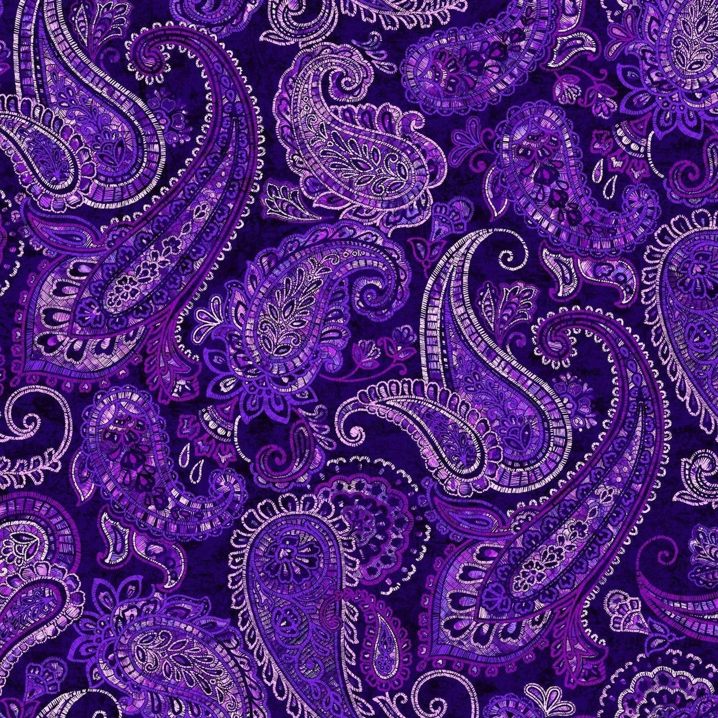 Purple Parkside Large Embroidered Paisley Wideback Fabric Per Yard