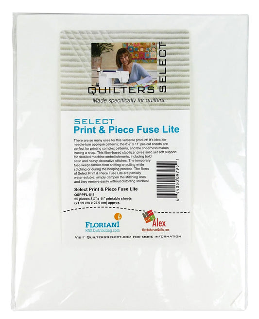 Quilters Select Print & Piece Fuse Lite - 25 Sheets - 8.5" x 11"