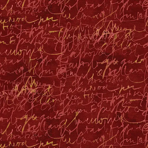 Red Fluidity Script Small Cotton 44/45" Fabric Per Yard