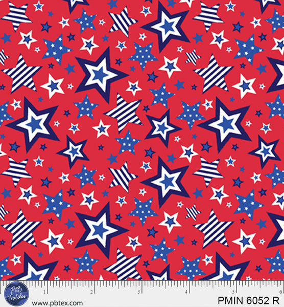Red Patriotic Minis PMIN-6052-R Cotton 44/45 Fabric Per Yard