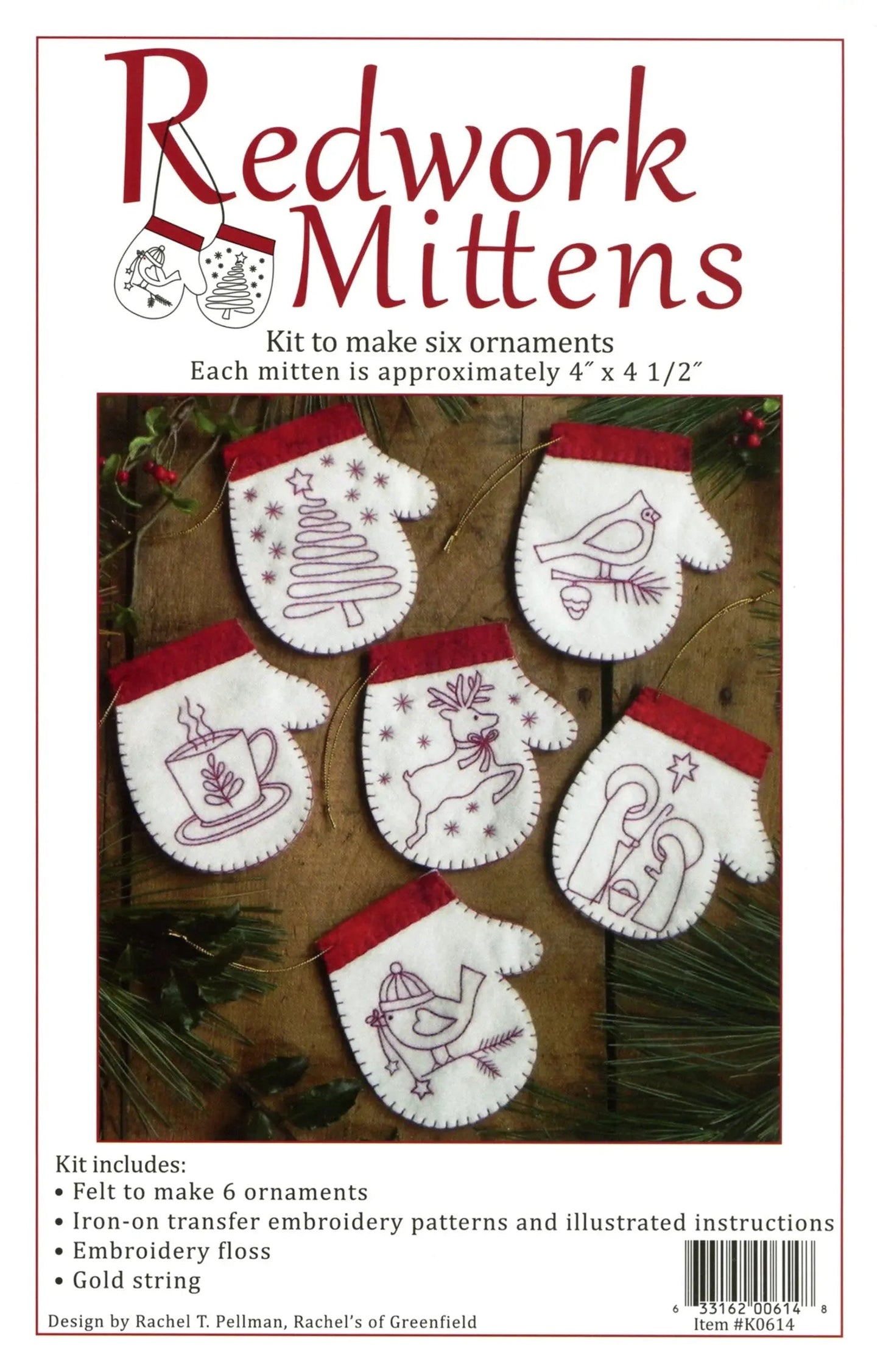 Redwork Mittens Kit