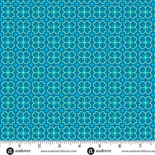 Reef Pixel Petals Color Pop Playground Cotton 44"/45" Fabric Per Yard