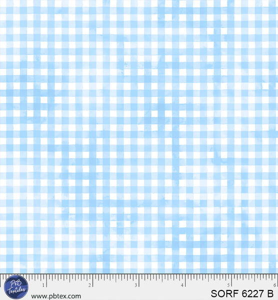 Sorbet Flannel Blue Gingham Cotton 44" / 45" Fabric per yard