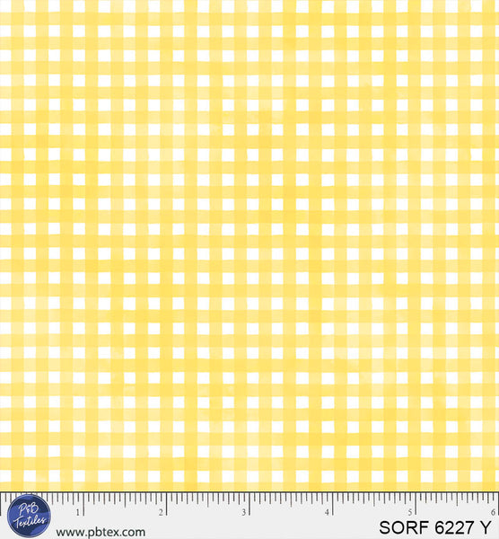 Sorbet Flannel Yellow Gingham Cotton 44" / 45" Fabric per yard