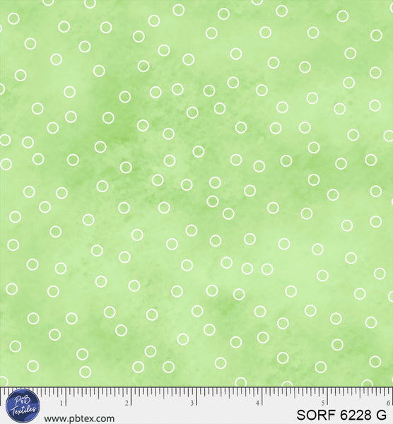 Sorbet Flannel Green Open Dot Cotton 44" / 45" Fabric per yard