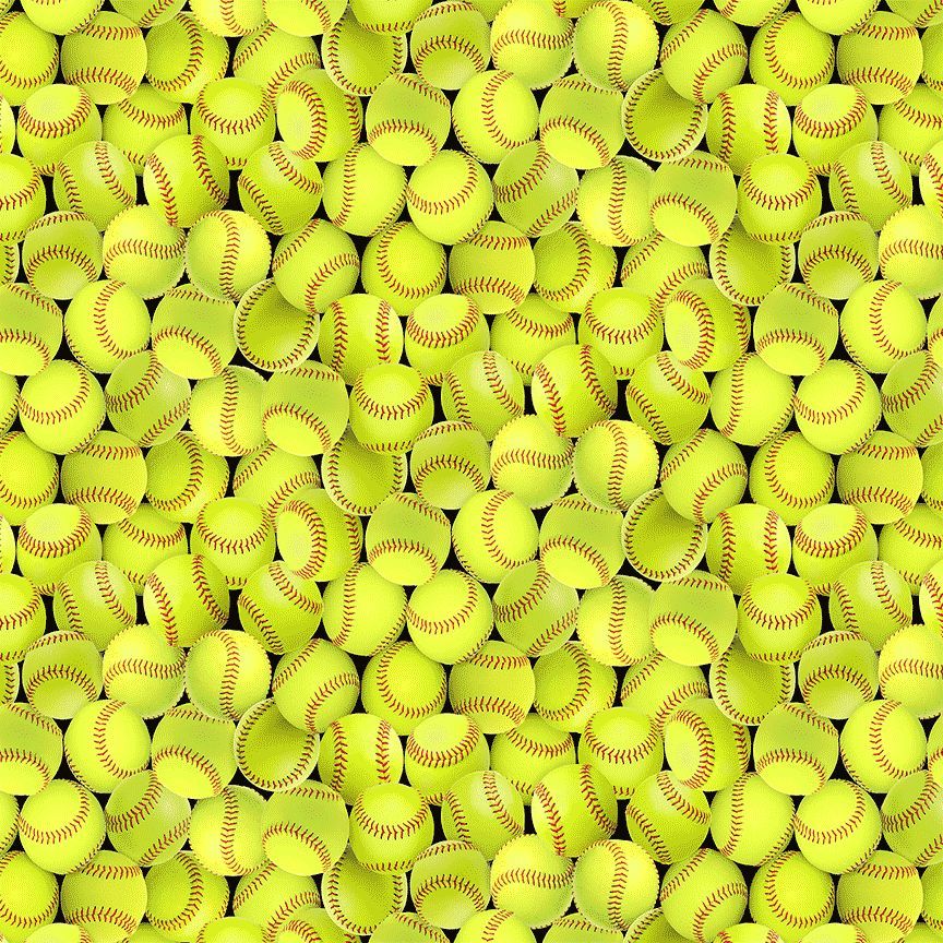 Yellow Packed Softball Fitness Fanatic 44"/45" Fabric Per Yard