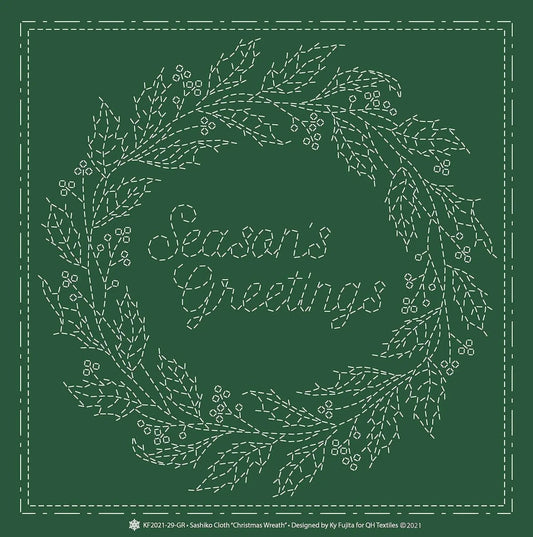 Sashiko Cloth Christmas WreathGR