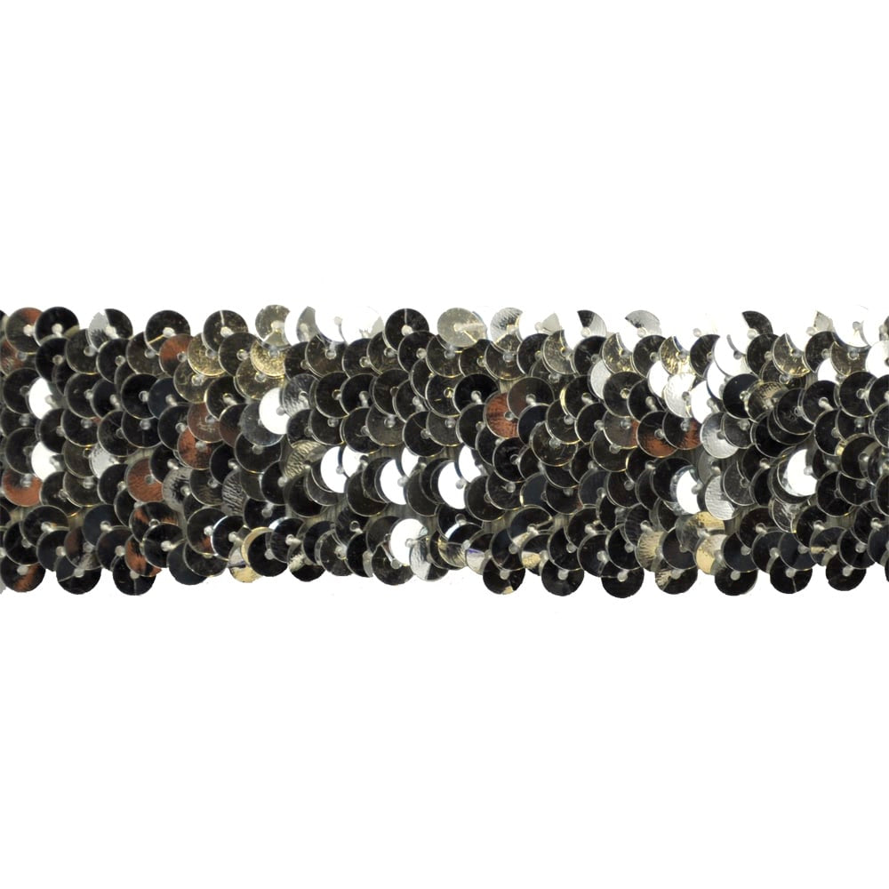 Sequin Trim 1-1/2-Inch Wide Polyester Stretchable Sequin Trim Rolls for Arts and Crafts, 10-Yard BQ-303