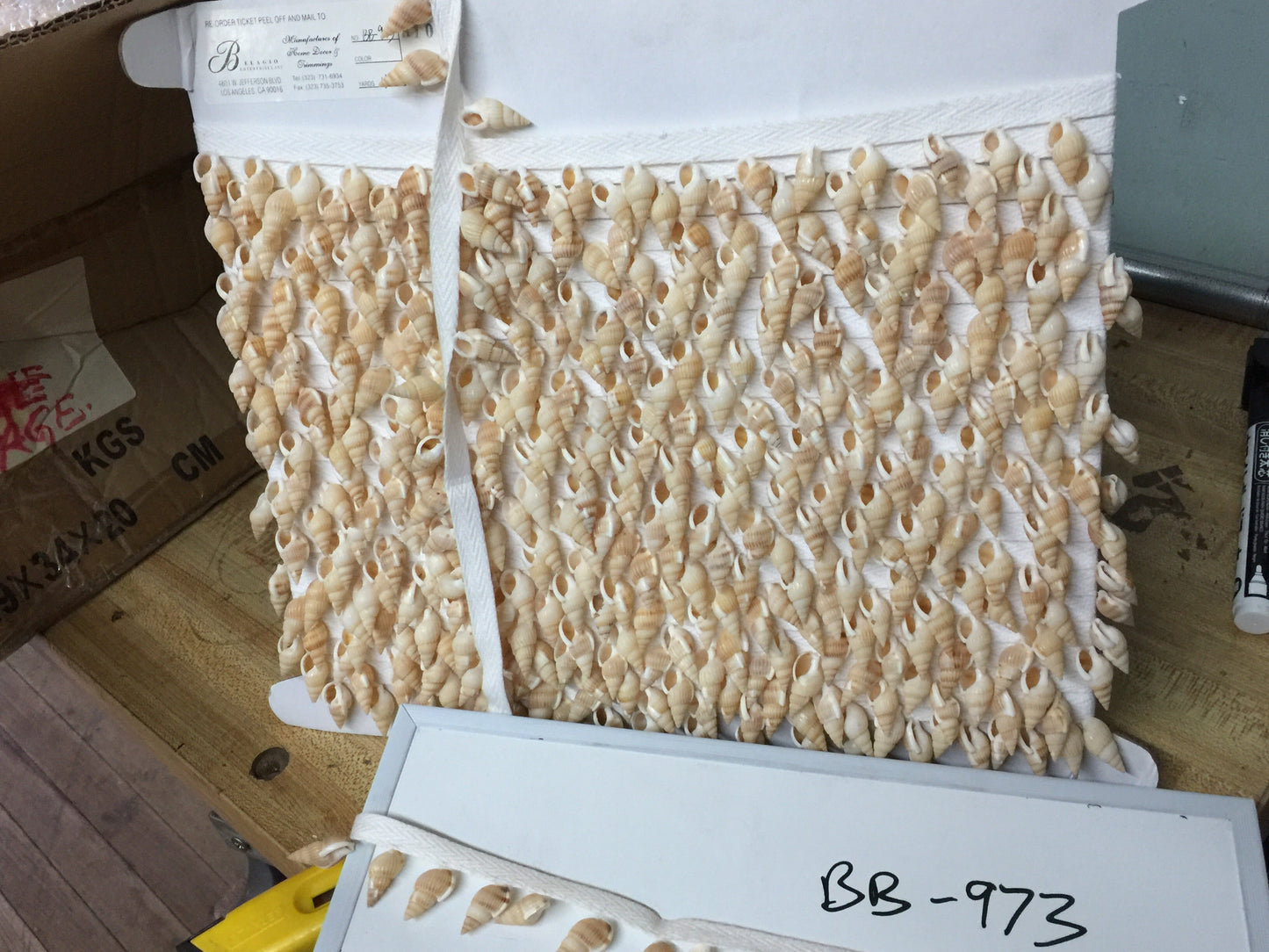 Shell Trim on White String BB-973 -15 YARD ROLL