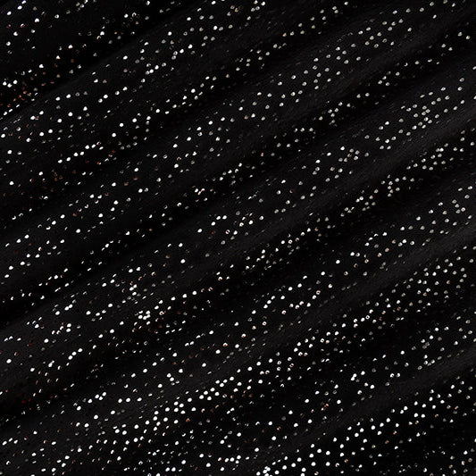 Sparkle Cuddle Glitter Black/Silver 58" - 60" Fabric per yard