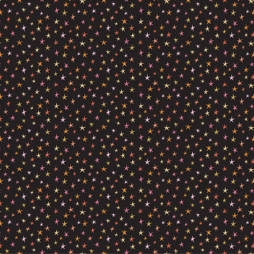 Sparkly Stars Poppie Cotton Black 44"/45" Fabric Per Yard