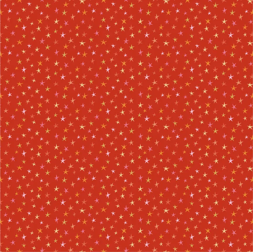 Sparkly Stars Poppie Cotton Orange 44"/45" Fabric Per Yard