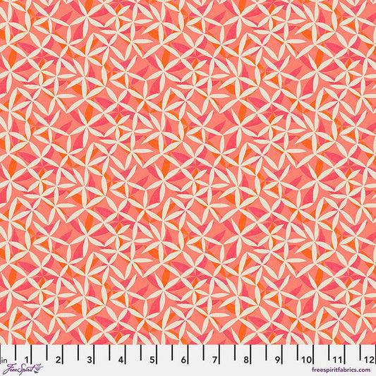 Star Flower Dance Coral Flourish And Bloom 44"/45" Cotton Fabric Per Yard