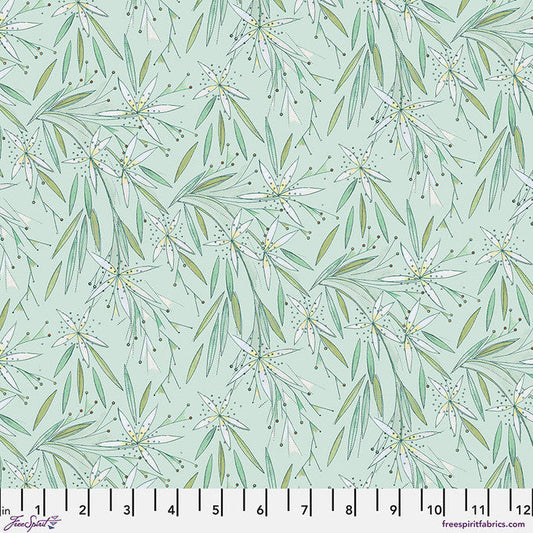 Star Flower Mint Flourish And Bloom 44"/45" Cotton Fabric Per Yard