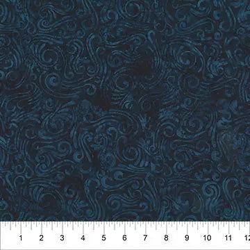 Swirls II Dark Blue Cotton Wideback Fabric - ( 7/8 Yard Pack )