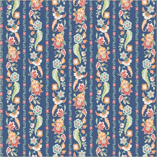 Tapestry Gilded Garland Soft Blue Cotton 43/44 Fabric Per Yard