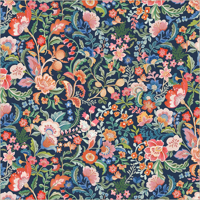 Tapestry Legacy Blooms Indigo Cotton 43/44 Fabric Per Yard