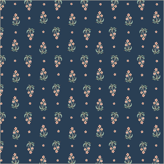 Tapestry Posy Prussian Cotton 43/44 Fabric Per Yard