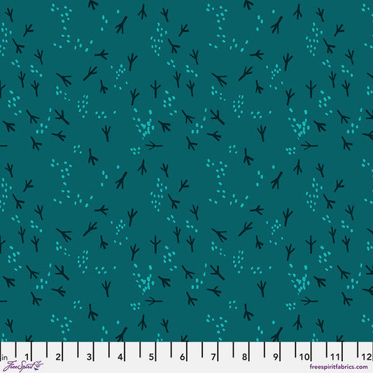 Teal Fancy Feet What the Birds Said Cotton 44"/45" Fabric Per Yard