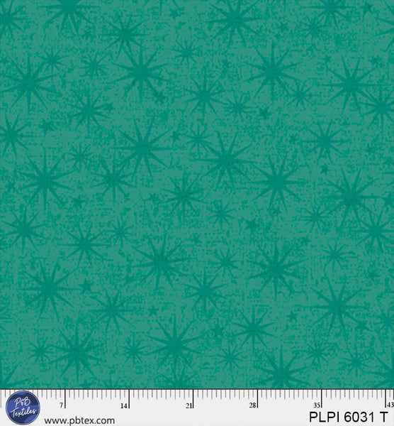 Teal Starburst Peace, Love, Pickleball Cotton 44/45 Fabric Per Yard