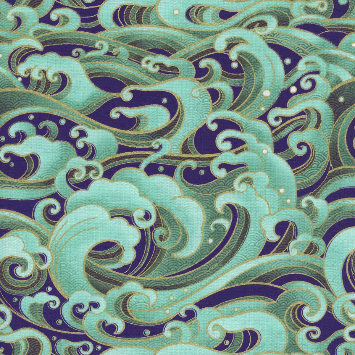 Textured Waves Metallic Cotton 44"/45" Fabric Per Yard