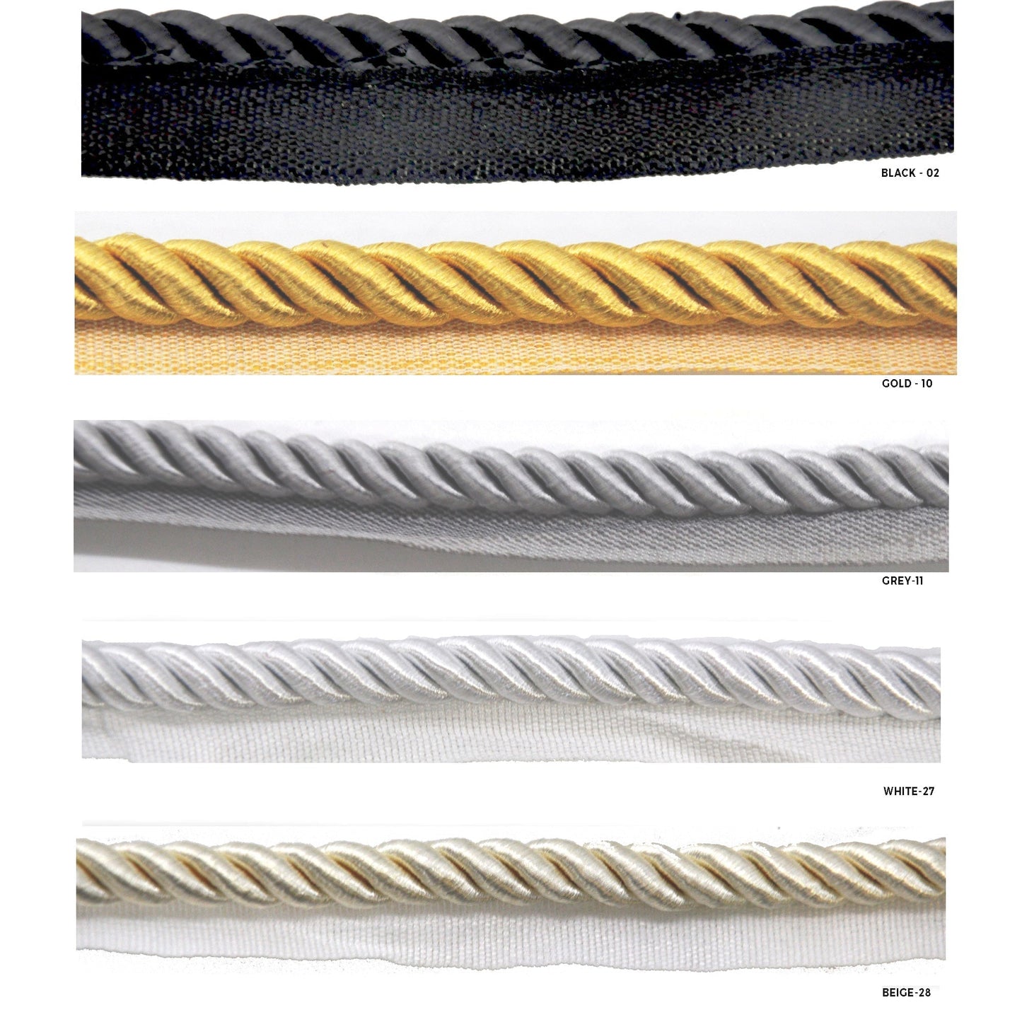 Trim - Softer 3/8" Cord with Lip, 5 yard roll upholstery / drapery / crafts BC5-1012