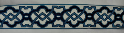 Velvet Embossed Decorative Trim Tape - 3 1/2" Width (25 Yard Roll) - BR-7337-05 Navy/Beige