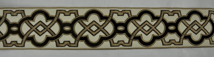 Velvet Embossed Decorative Trim Tape - 3 1/2" Width (25 Yard Roll) - BR-7337-06 Brown/Taupe