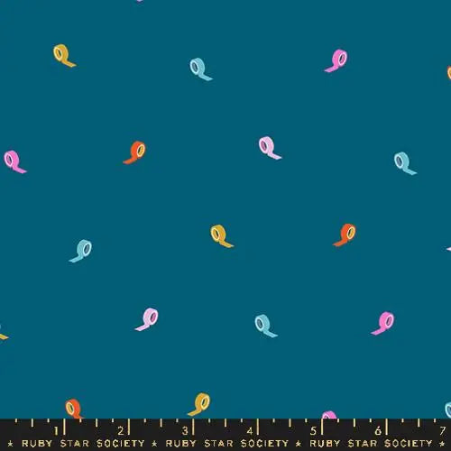 Washi Plus Teal Roll With It 43"/44" Fabric Per Yard