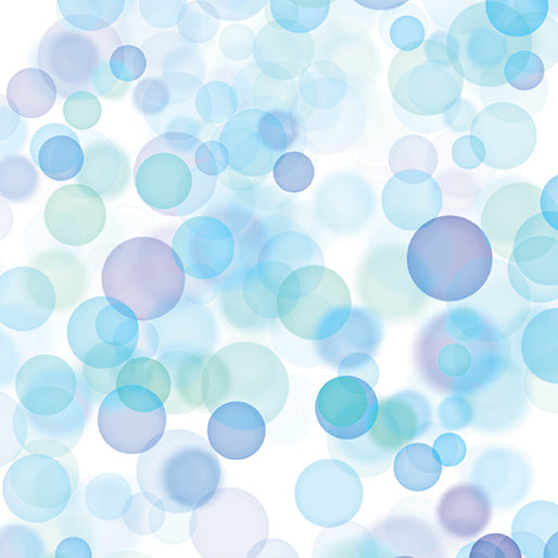 Watercolor Bubbles White/Blue Cotton 44"/45" Fabric Per Yard