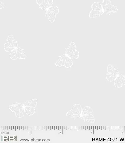 White Butterflies Ramblings Fun 44"/45" Fabric Per Yard