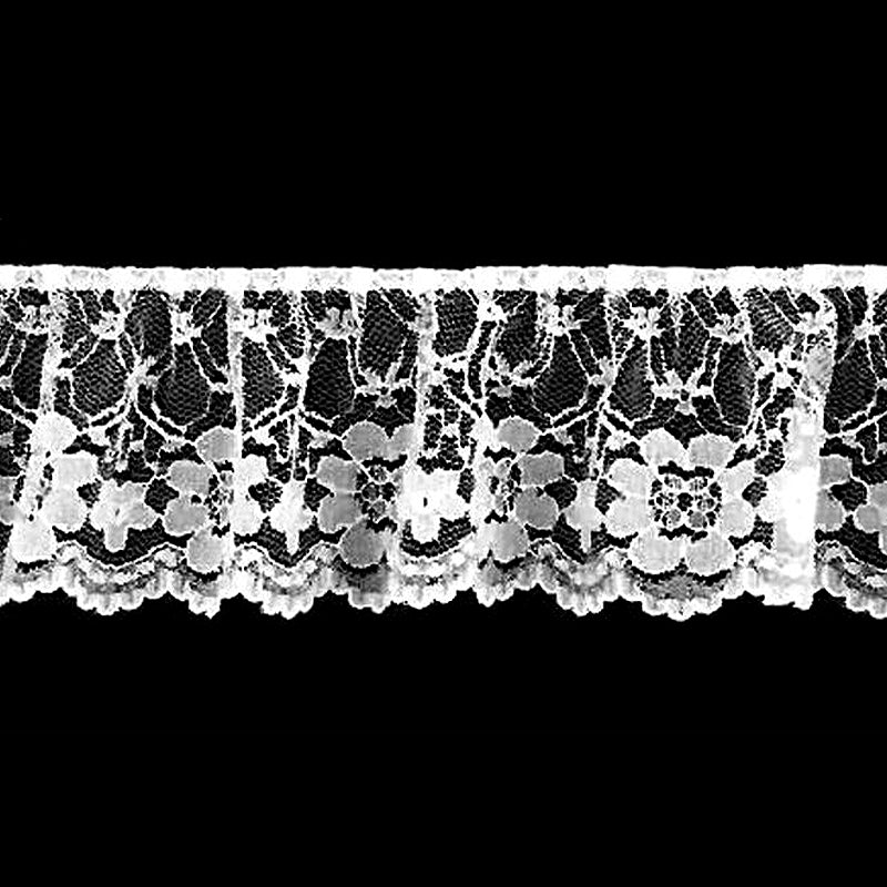 White Gathered Lace - 2 1/2" Width (40 Yard Roll) - BL-8007